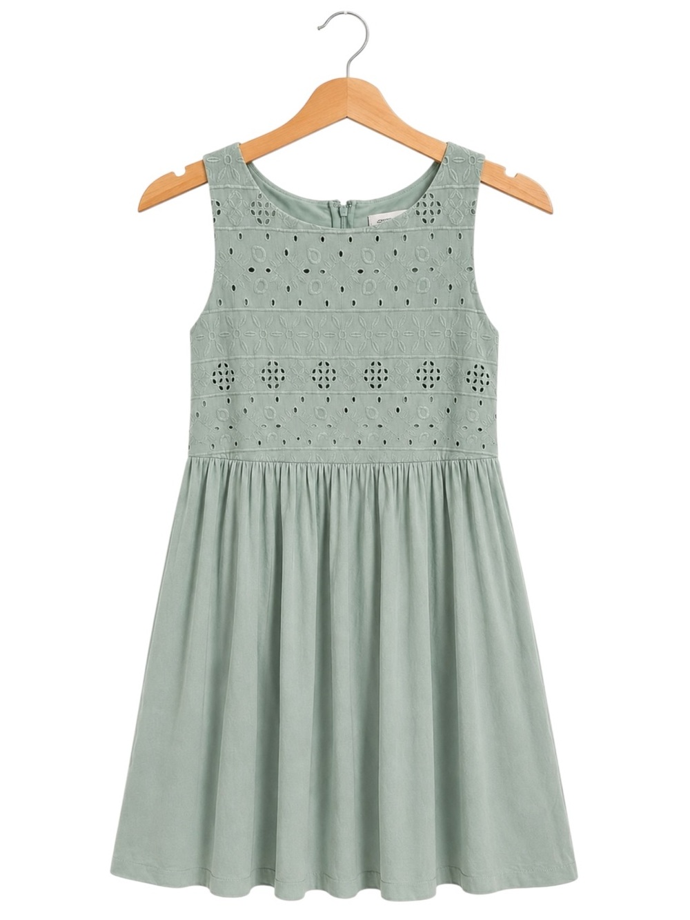 Eyelet‎ Midi Dress Size 8 Sage Green Sleeveless Lined Cottagecore Garden